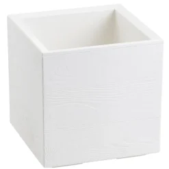 Donica Betonique na kółkach deska recykling kremowy 30x30xh30 cm * HowHomely