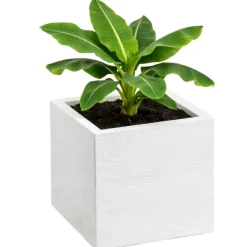 Donica Betonique na kółkach deska recykling kremowy 30x30xh30 cm * HowHomely