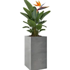 Donica Betonique na kółkach deska recykling szara 30x30xh60 cm * HowHomely Online