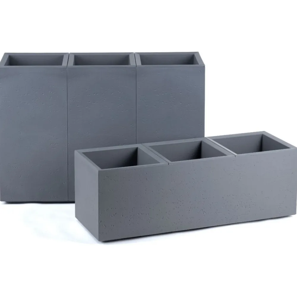 Donica Betonique na kółkach recykling beton szary 90x30xh30 cm * HowHomely New