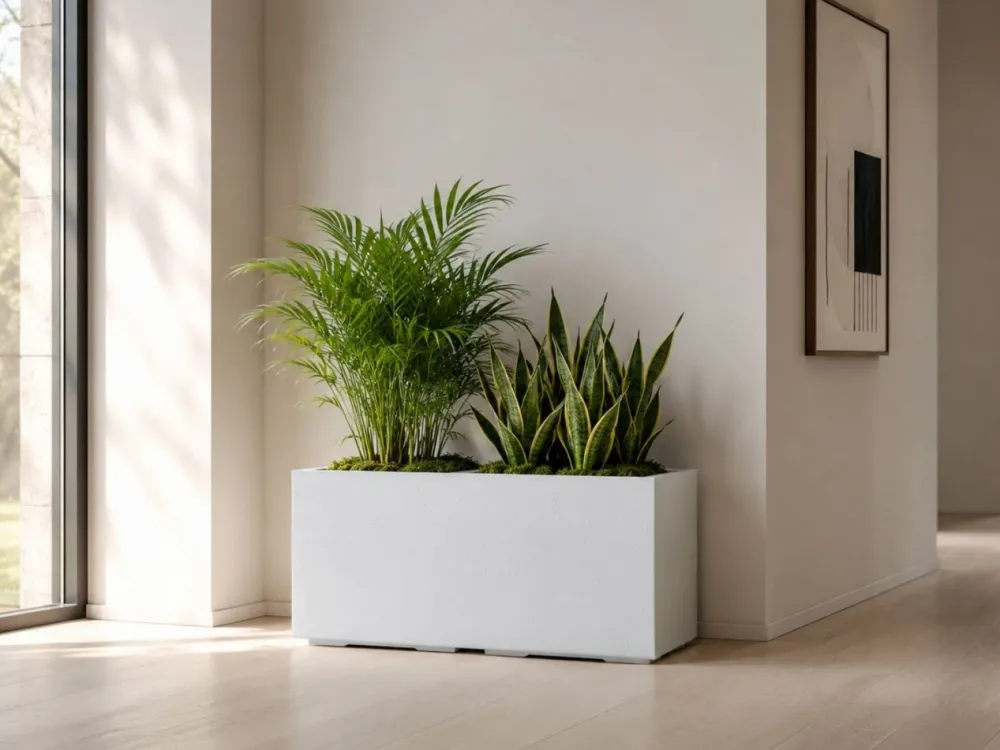 Donica Betonique na kółkach recykling beton kremowy H39X78 cm * HowHomely Discount