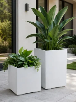 Donica Betonique na kółkach recykling beton kremowy H60x40 cm * HowHomely Discount