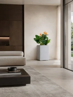 Donica Betonique na kółkach recykling beton kremowy H60x40 cm * HowHomely Discount