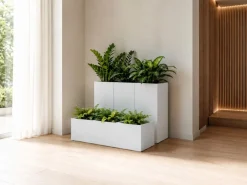 Donica Betonique na kółkach recykling beton kremowy 90x30xh30 cm * HowHomely Best