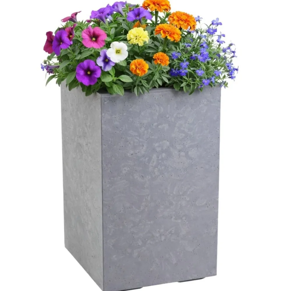Donica Betonique na kółkach szary beton 30x30xh60 cm * HowHomely