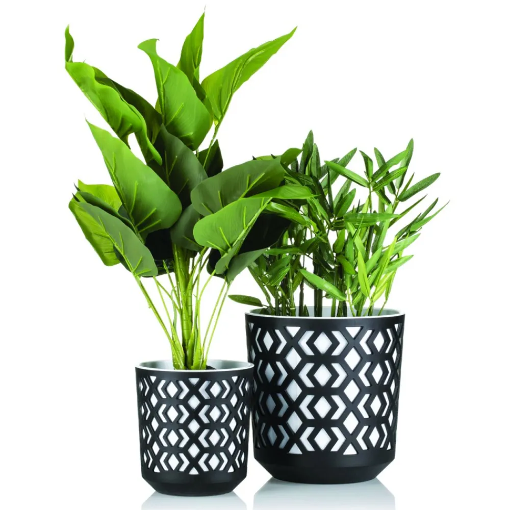 Donica Etnic biało-czarna 19xh20 cm * HowHomely Clearance