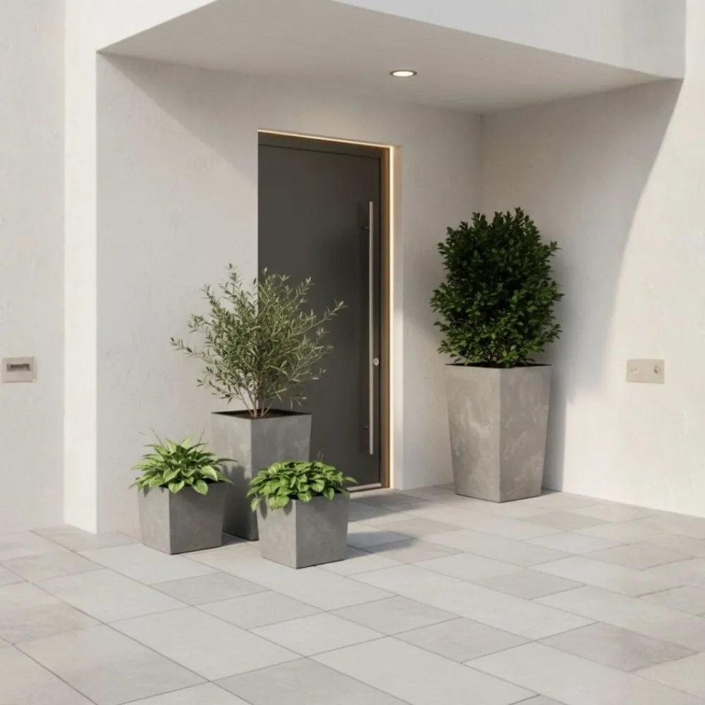 Donica Flore Szary Beton h30,5x29,5x29,5 cm * HowHomely Best