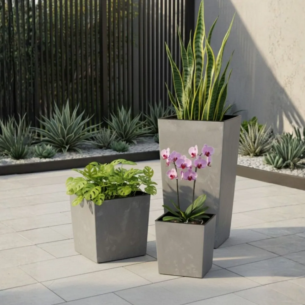Donica Flore Szary Beton h30,5x29,5x29,5 cm * HowHomely Best