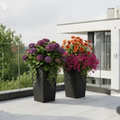 Donica Porto Riflo czarna h57x30x30 cm * HowHomely
