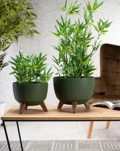 Donica Rosa linea ECO wood zielona 24xh15 cm * HowHomely