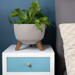 Donica Rosa linea ECO wood zielona 24xh15 cm * HowHomely