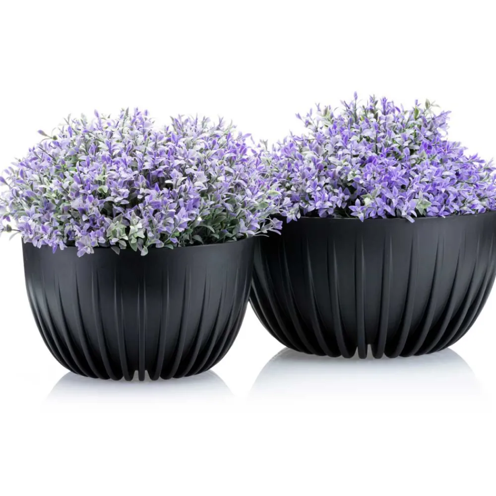 Donica Stripped ECO recykling czarna 30xh16 cm * HowHomely