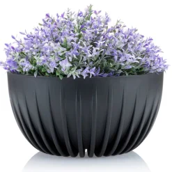 Donica Stripped ECO recykling czarna 30xh16 cm * HowHomely