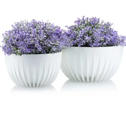 Donica Stripped ECO recykling biała 30xh16 cm * HowHomely Outlet