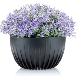 Donica Stripped ECO recykling czarna 24xh14 cm * HowHomely