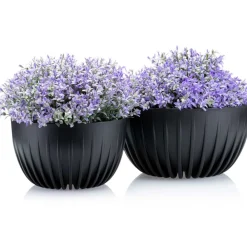 Donica Stripped ECO recykling czarna 24xh14 cm * HowHomely