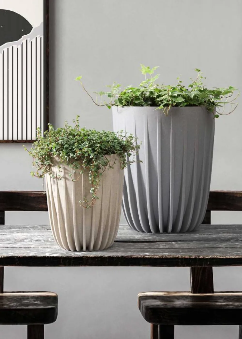 Donica Stripped ECO wood zielona 25xh30 cm * HowHomely Best