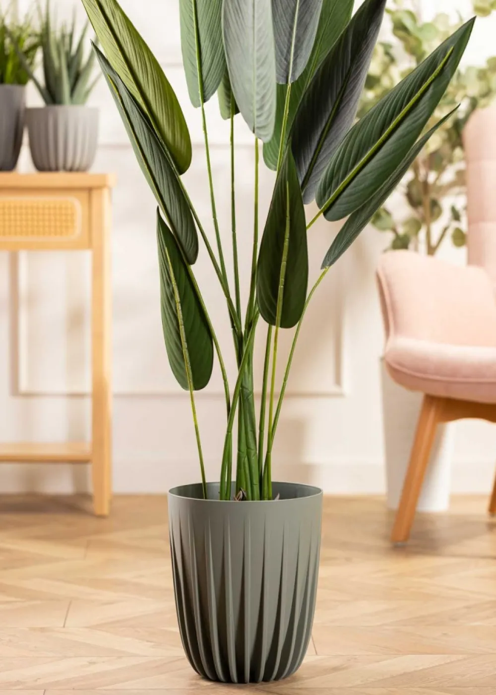 Donica Stripped recykling szarozielona h30x25 cm * HowHomely Sale