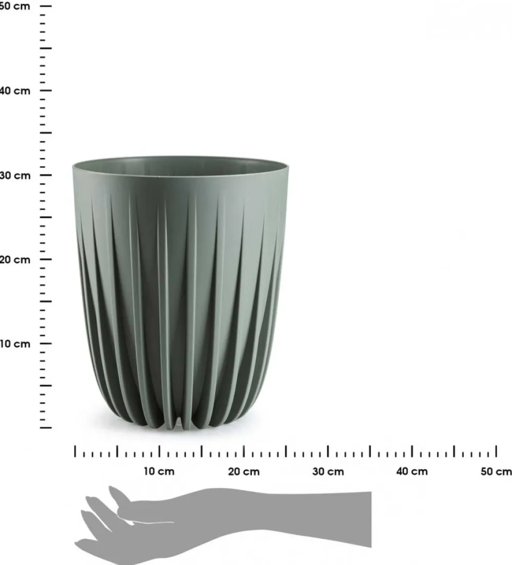 Donica Stripped recykling szarozielona h30x25 cm * HowHomely Sale