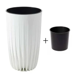 Donica Stripped Wysoka ECO recykling biała 25xh42 cm * HowHomely Outlet