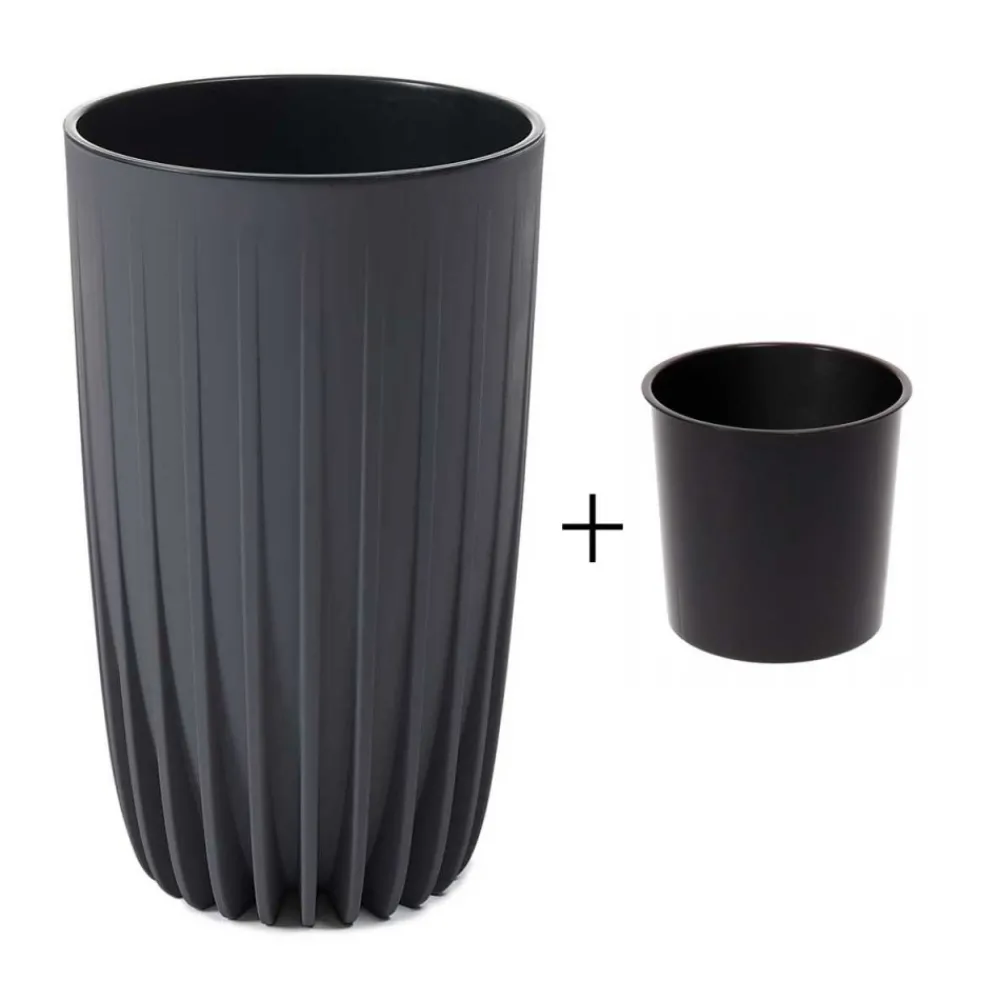 Donica Stripped Wysoka ECO recykling antracytowa 30xh51cm * HowHomely Outlet