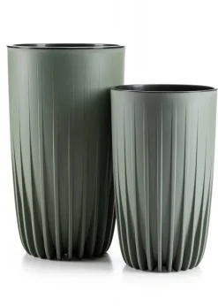 Donica Stripped Wysoka recykling szarozielona 25xh42 cm * HowHomely New