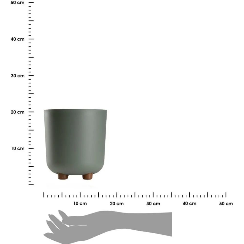 Donica TERRA na nóżkach recykling szarozielona h21x19,3 cm * HowHomely Clearance
