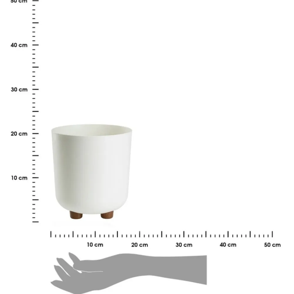 Donica TERRA na nóżkach recykling kremowa h21x19,3 cm * HowHomely Outlet