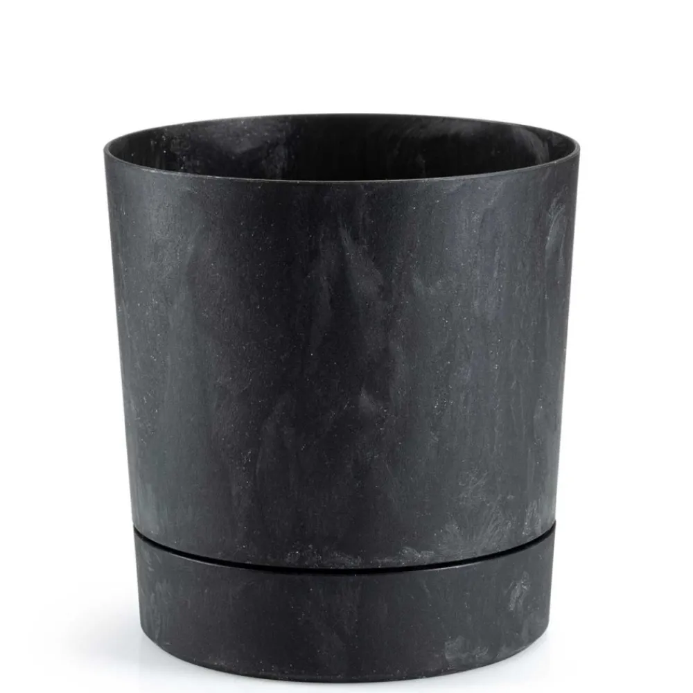 Donica z podstawką Azalea recykling czarny beton 17,5 cm * HowHomely Hot