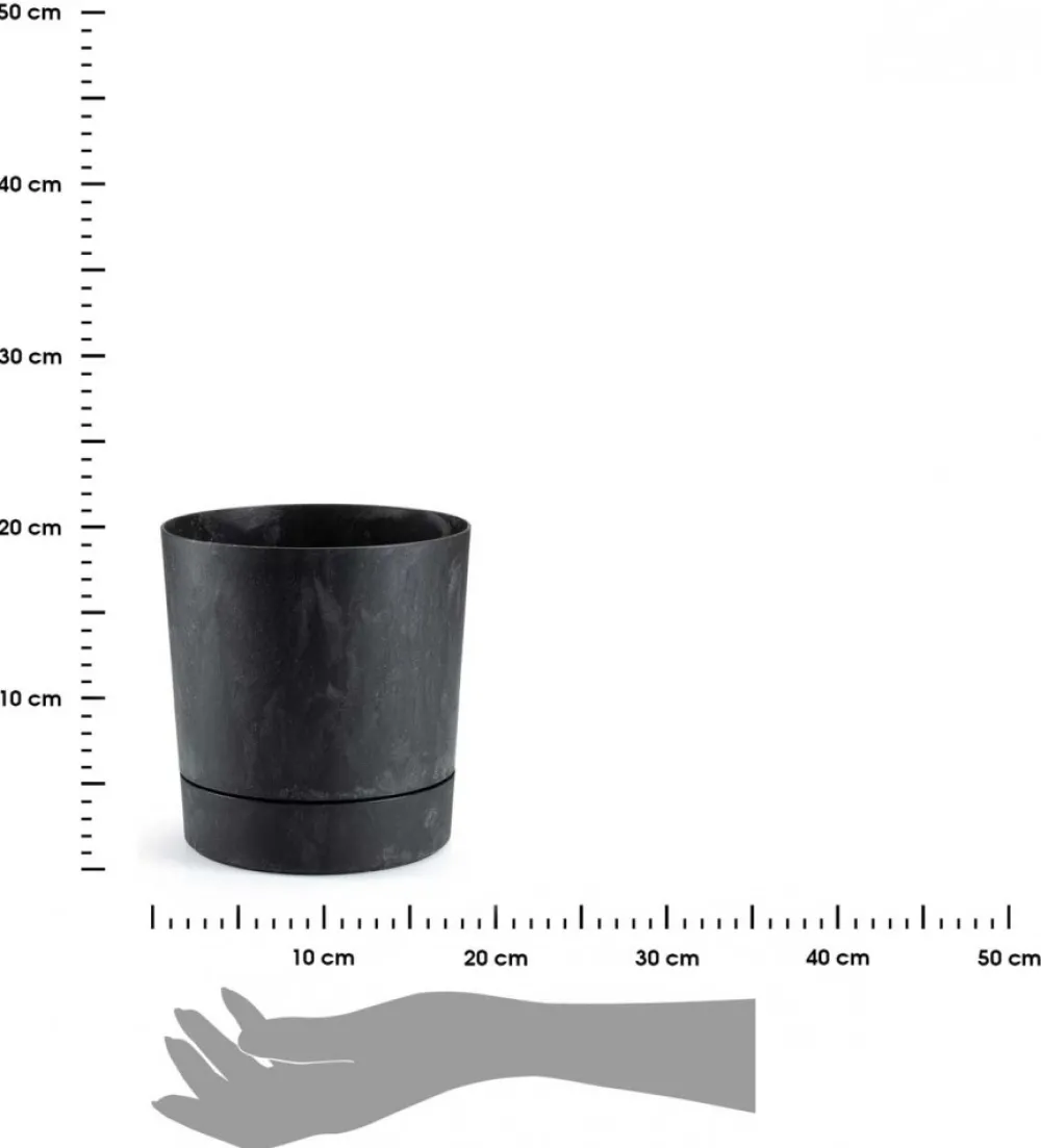 Donica z podstawką Azalea recykling czarny beton 17,5 cm * HowHomely Hot