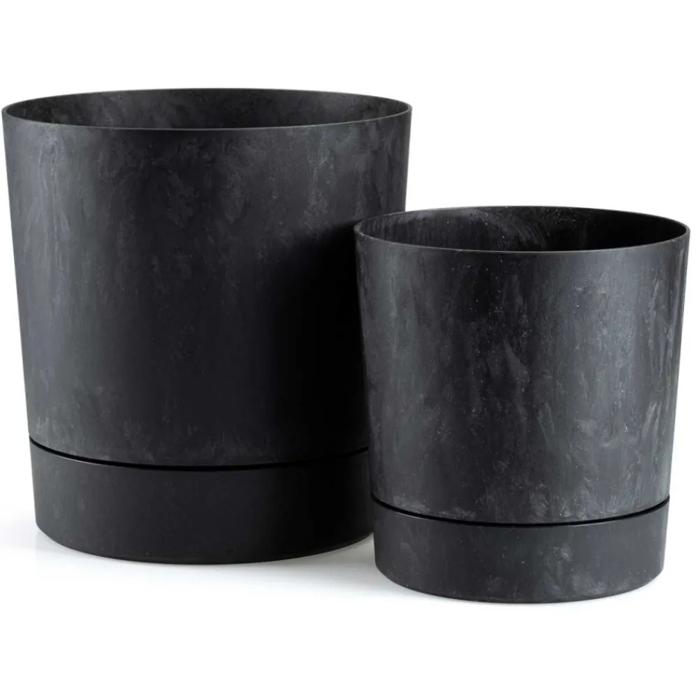 Donica z podstawką Azalea recykling czarny beton 17,5 cm * HowHomely Hot