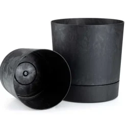 Donica z podstawką Azalea recykling czarny beton 22 cm * HowHomely