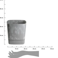 Donica z podstawką CUBI recykling szary beton 25x25 cm * HowHomely Clearance