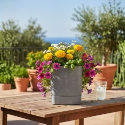 Donica z podstawką CUBI recykling szary beton 25x25 cm * HowHomely Clearance