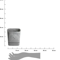 Donica z podstawką CUBI recykling szary beton 19x19 cm * HowHomely Best