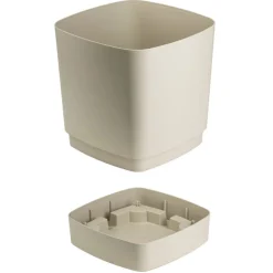 Donica z podstawką CUBI recykling beż 16x16 cm * HowHomely Outlet