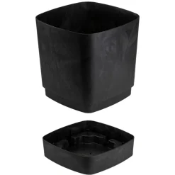 Donica z podstawką CUBI recykling czarny beton 19x19 cm * HowHomely Best