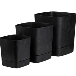 Donica z podstawką CUBI recykling czarny beton 19x19 cm * HowHomely Best