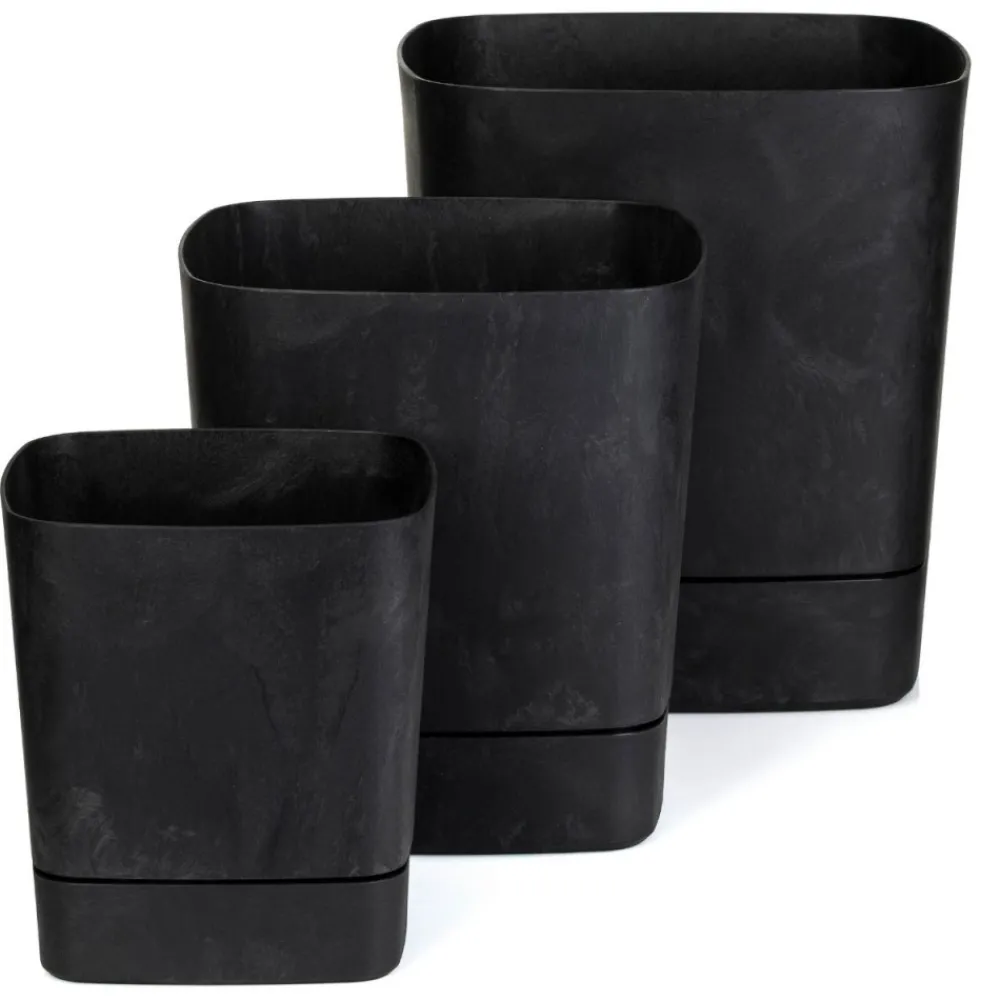 Donica z podstawką CUBI recykling czarny beton 16x16 cm * HowHomely Sale