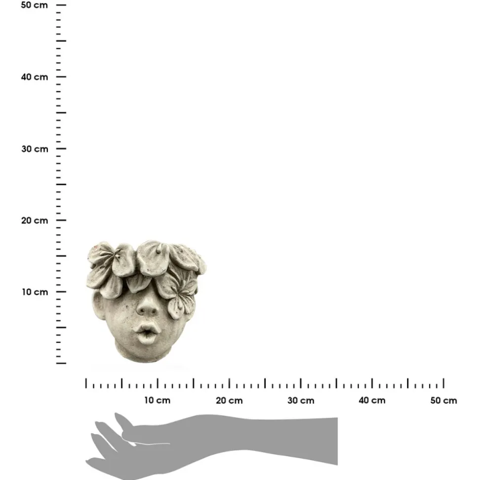 Doniczka głowa z kwiatami h15,5 cm