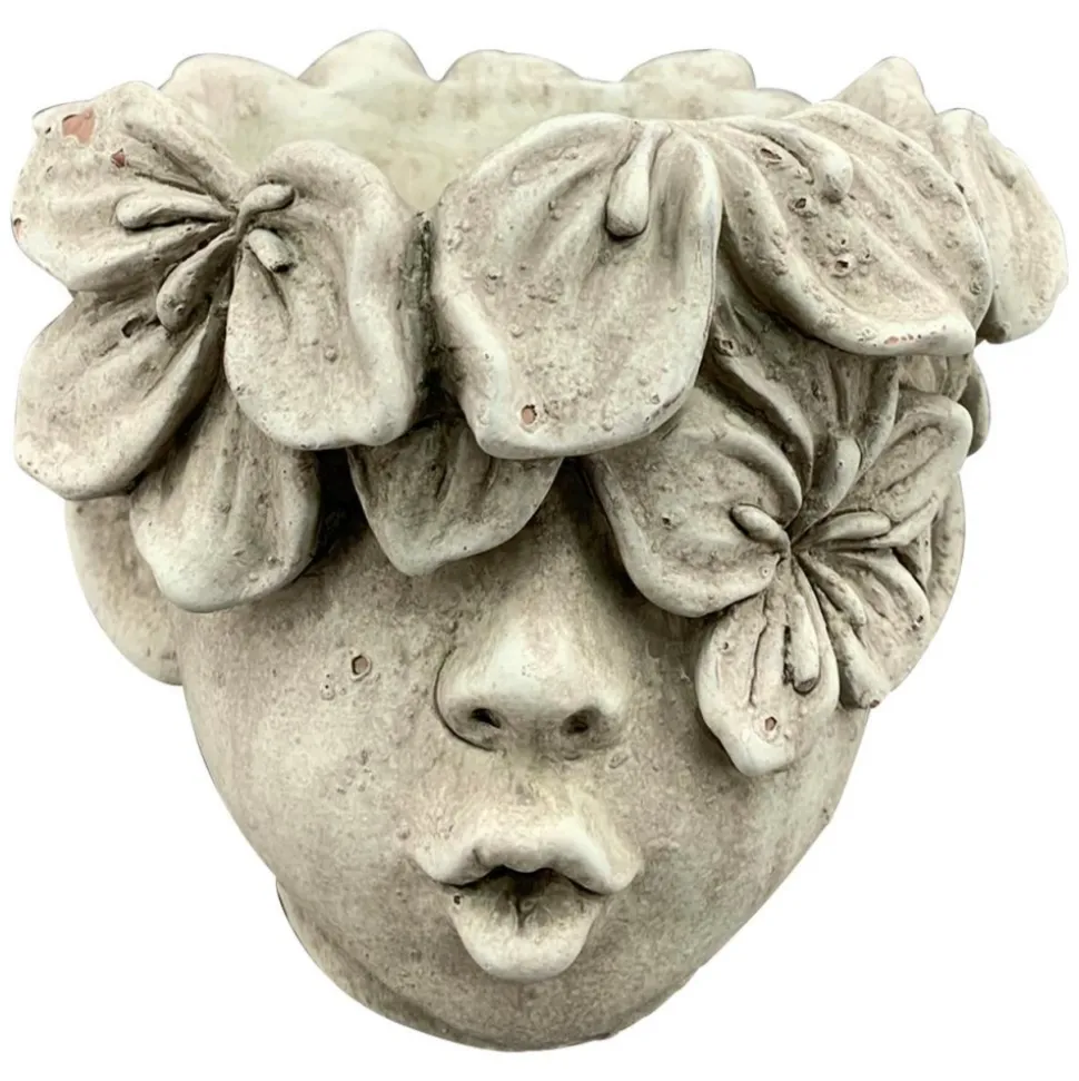 Doniczka głowa z kwiatami h15,5 cm