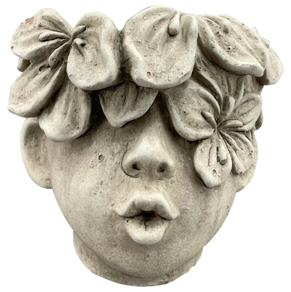 Doniczka głowa z kwiatami h15,5 cm