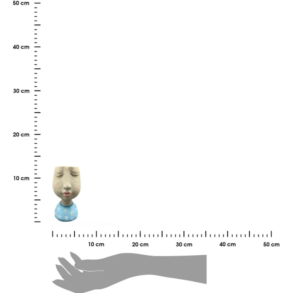 Doniczka w kształcie głowy z zamkniętymi oczami h21 cm