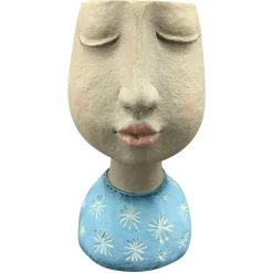 Doniczka w kształcie głowy z zamkniętymi oczami h21 cm