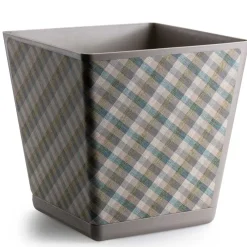 Doniczka Pilea Texelle taupe wzór 2 krata h30x30 cm * HowHomely