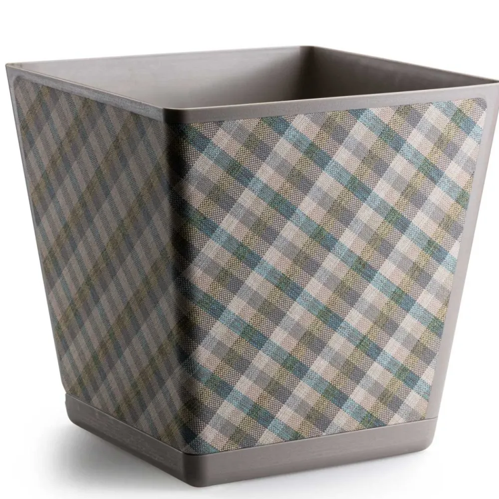 Doniczka Pilea Texelle taupe wzór 2 krata h30x30 cm * HowHomely