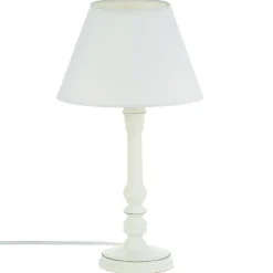 Drewniana lampka nocna Leo biała 36 cm