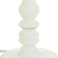 Drewniana lampka nocna Leo biała 36 cm