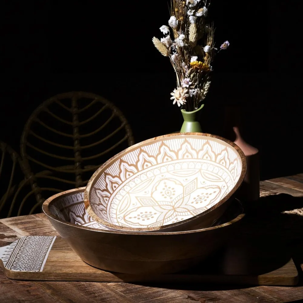 Drewniana misa Marrakesh beż 28 cm * HowHomely Outlet