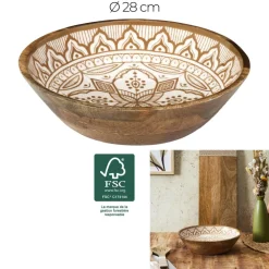 Drewniana misa Marrakesh beż 28 cm * HowHomely Outlet